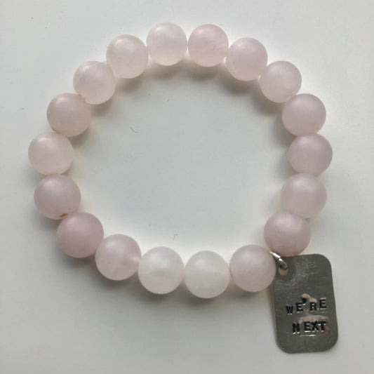 Rose Quartz Bracelet with hand-forged sterling silver mantra charm